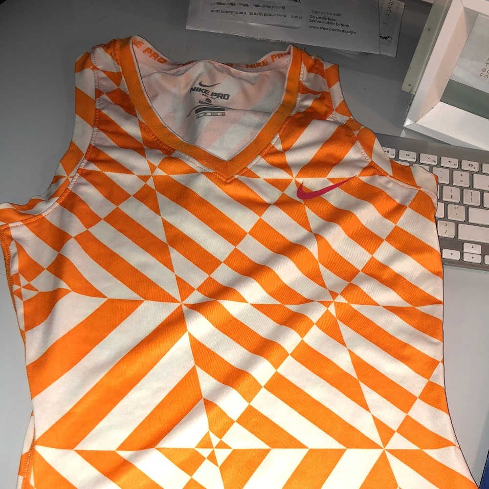 NWOT Nike Tank-DRI-FIT Orange/White Sz Small